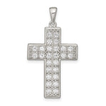 Sterling Silver Rhodium-plated CZ Latin Cross Pendant - Product Photo