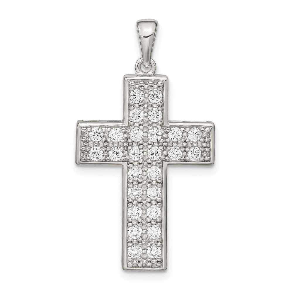 Sterling Silver Rhodium-plated CZ Latin Cross Pendant - Product Photo