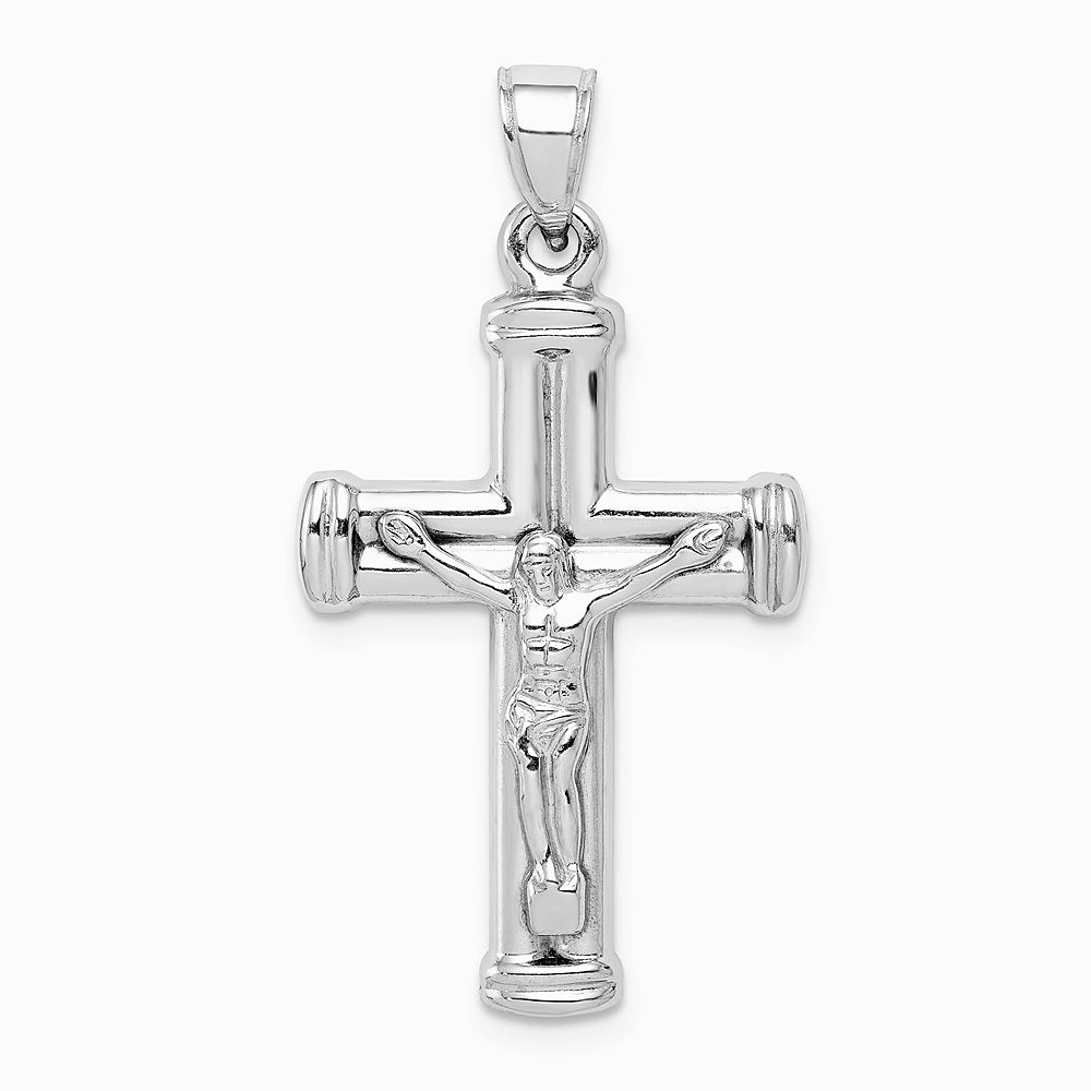 Sterling Silver Rhodium-plated Hollow Latin Crucifix Pendant - Product Photo