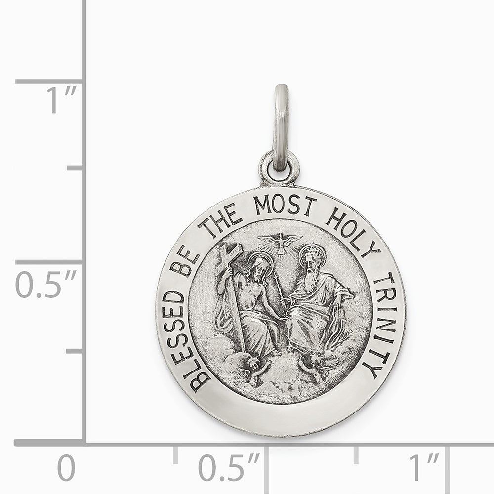 Sterling Silver Antiqued Holy Trinity Medal - Product Photo