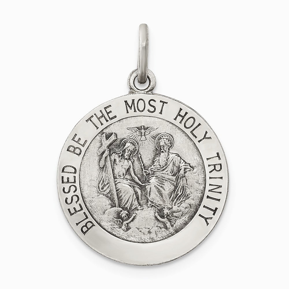 Sterling Silver Antiqued Holy Trinity Medal - Product Photo