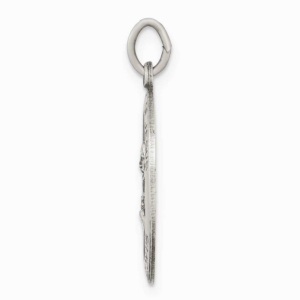 Sterling Silver Antiqued Sacred Heart of Jesus Medal - Product Photo
