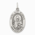 Sterling Silver Antiqued Sacred Heart of Jesus Medal - Product Photo