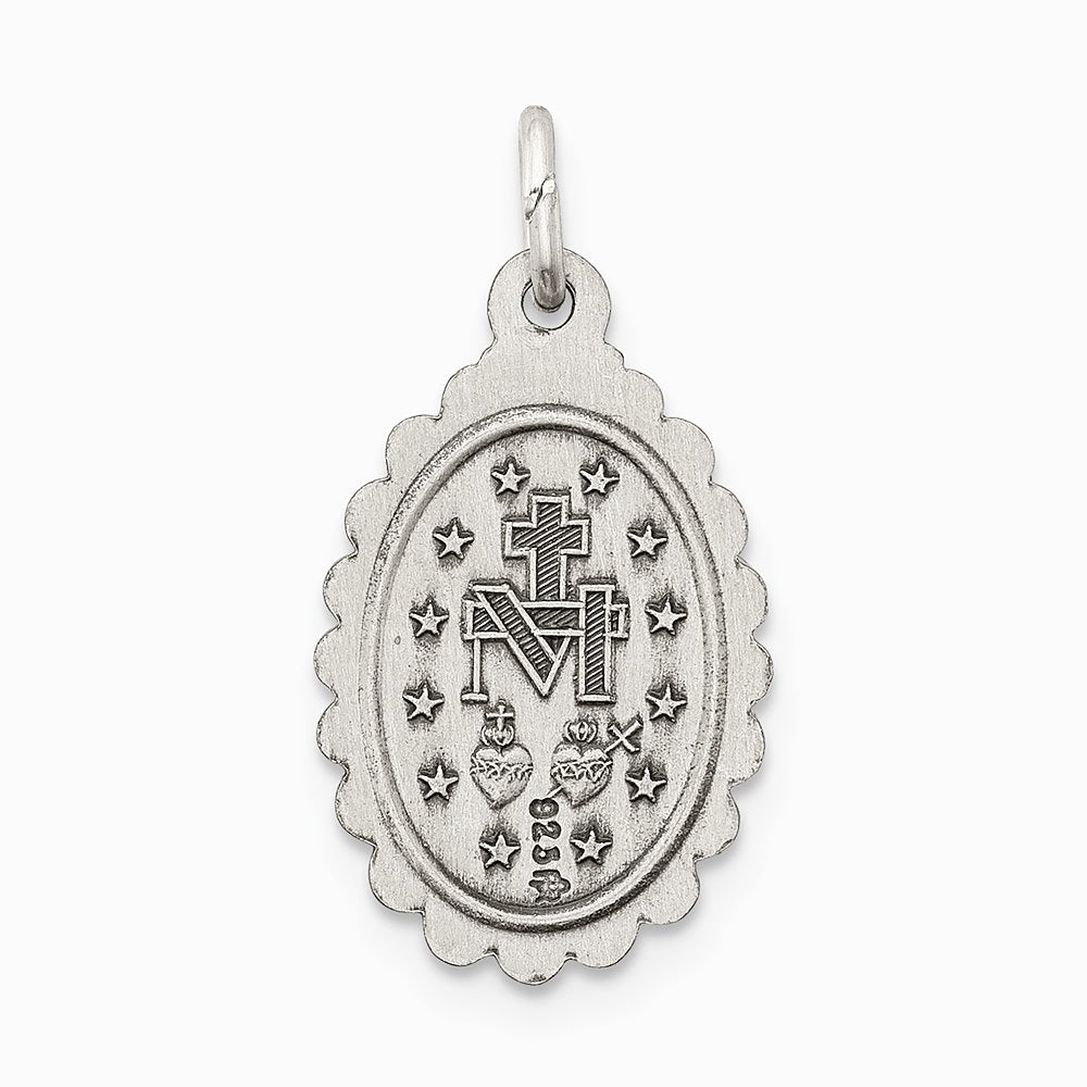Sterling Silver Antiqued Miraculous Medal - Product Photo