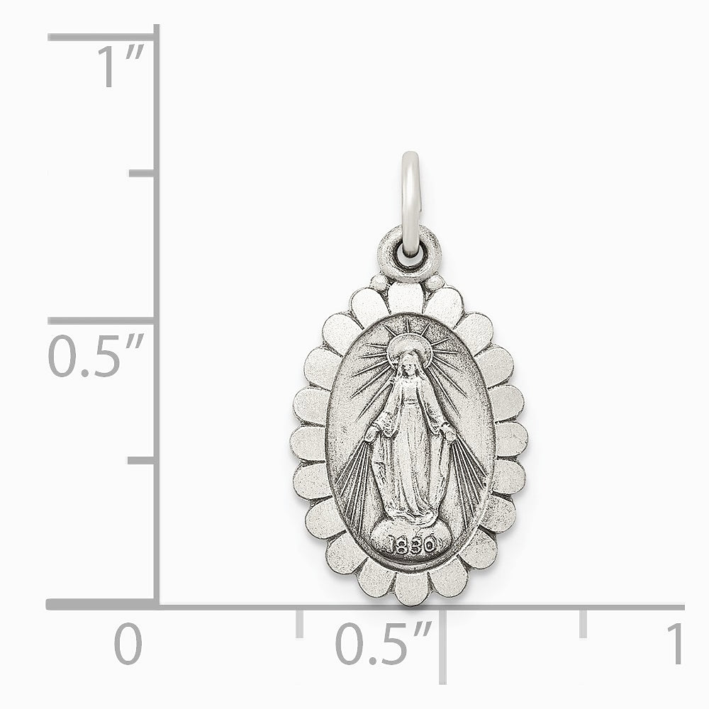 Sterling Silver Antiqued Miraculous Medal - Product Photo