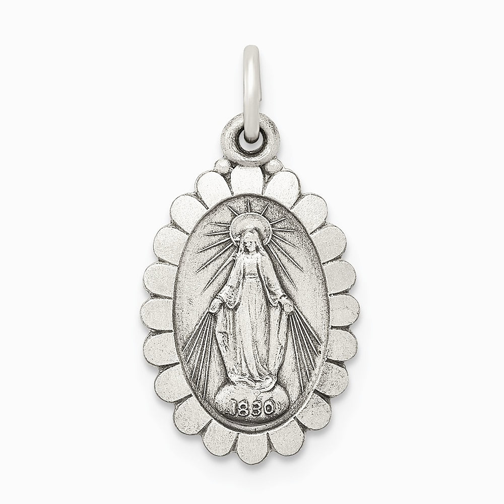 Sterling Silver Antiqued Miraculous Medal - Product Photo