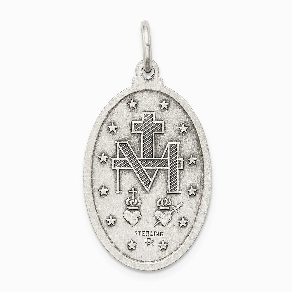 Sterling Silver Antiqued Miraculous Medal - Product Photo
