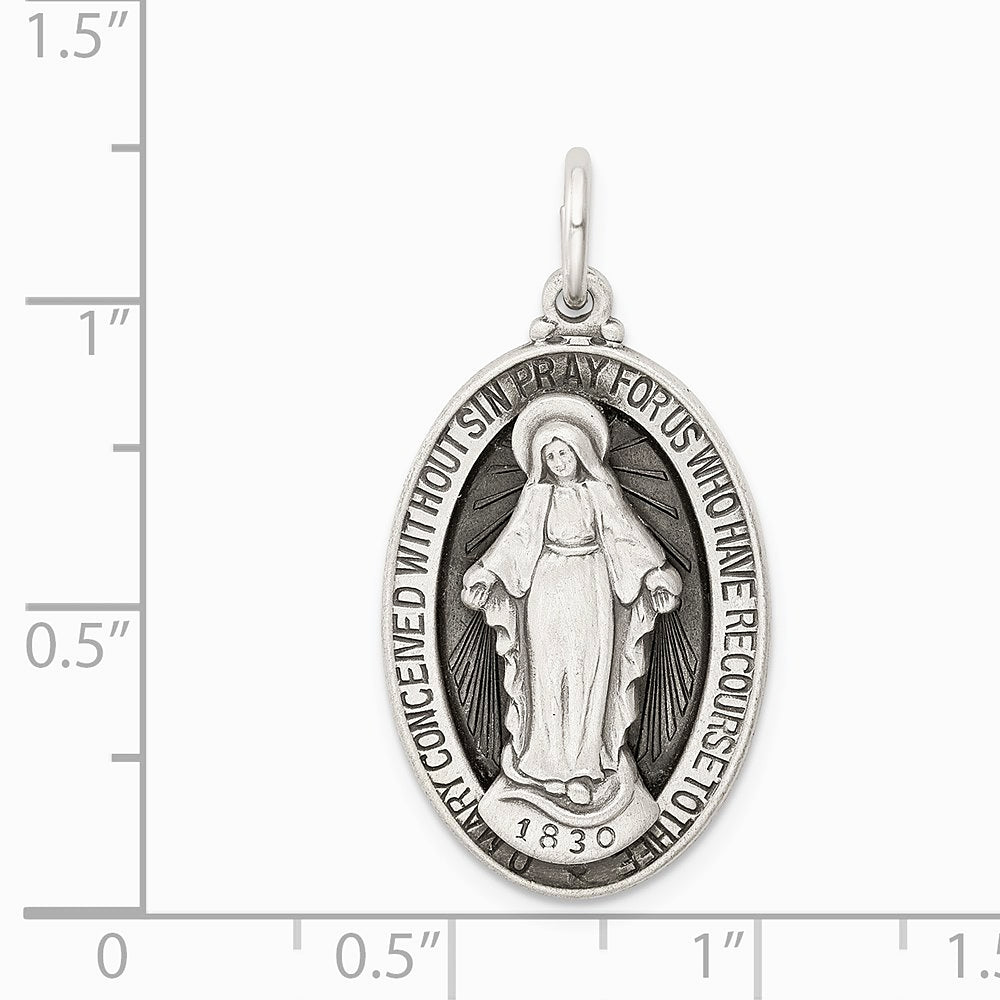 Sterling Silver Antiqued Miraculous Medal - Product Photo