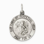 Sterling Silver Antiqued Our Lady of Perpetual Help Round Medal - Product Photo