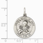 Sterling Silver Antiqued Sacred Heart of Mary Medal - Product Photo