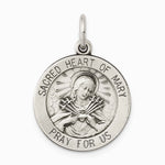 Sterling Silver Antiqued Sacred Heart of Mary Medal - Product Photo