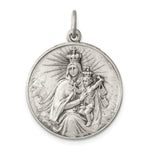 Sterling Silver Antiqued Our Lady of the Holy Scapular Medal - Product Photo