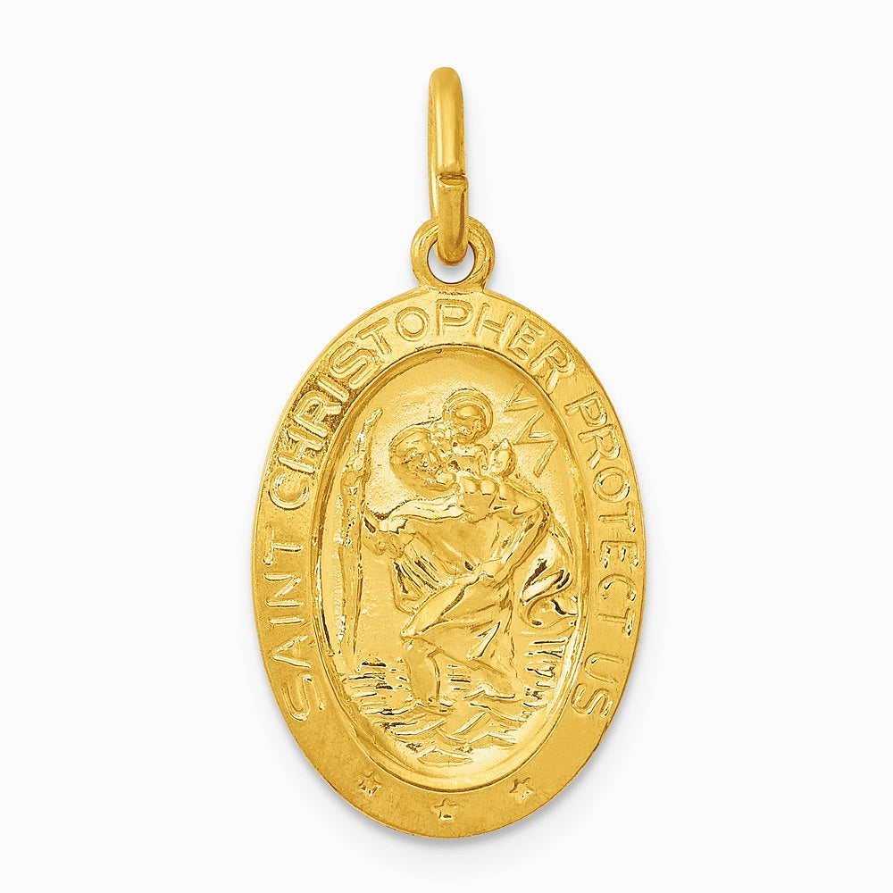 24K Gold-plated Sterling Silver Saint Christopher Medal - Product Photo