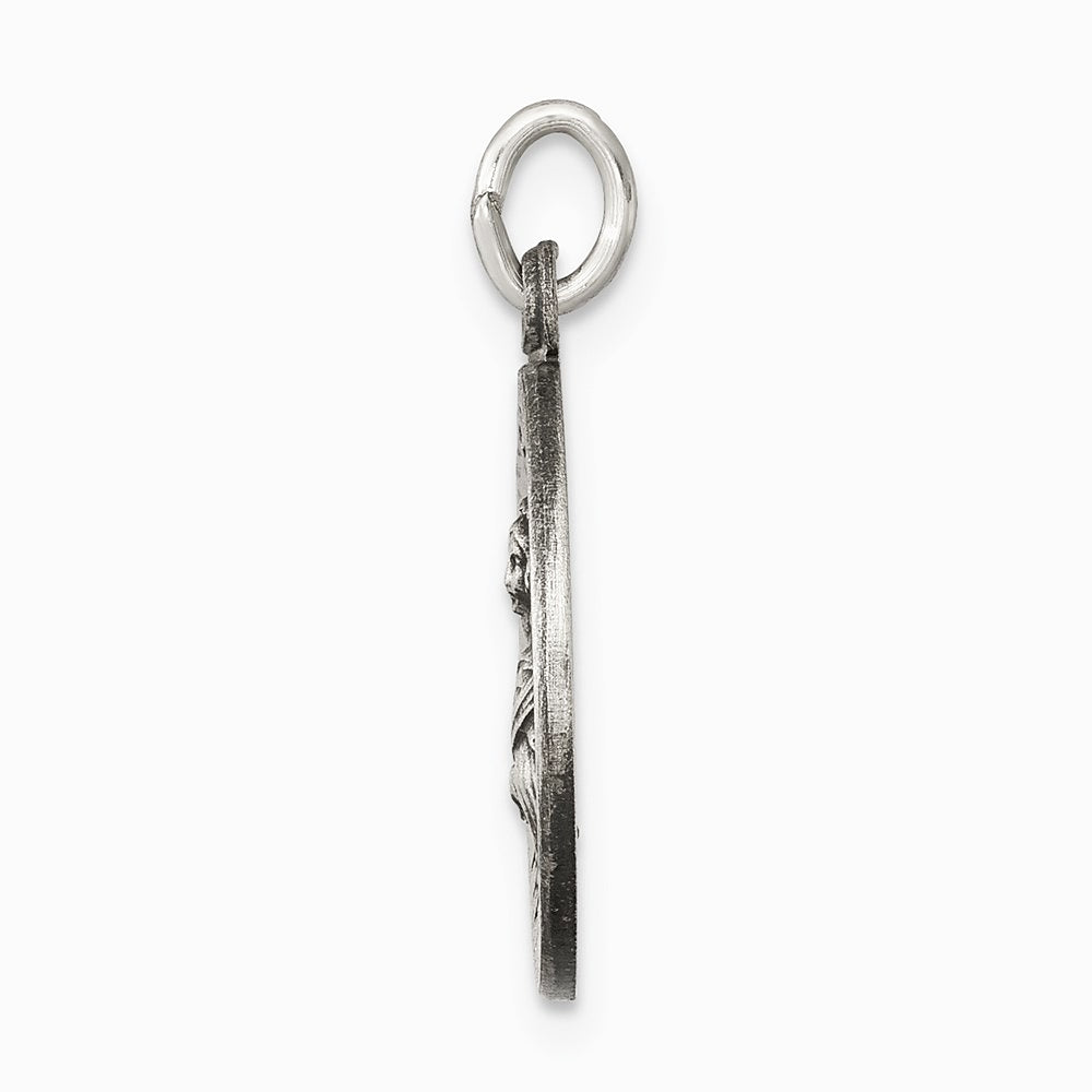 Sterling Silver Antiqued Saint Lucy Medal - Product Photo