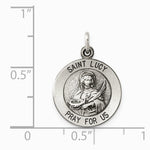 Sterling Silver Antiqued Saint Lucy Medal - Product Photo