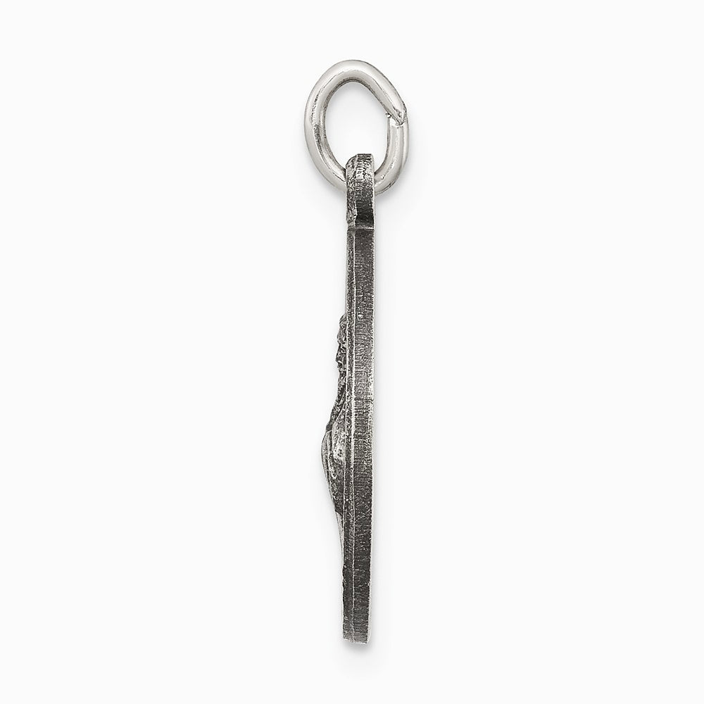 Sterling Silver Antiqued Saint Francis of Assisi Medal - Product Photo