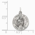 Sterling Silver Antiqued Saint Francis of Assisi Medal - Product Photo