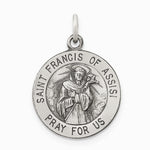Sterling Silver Antiqued Saint Francis of Assisi Medal - Product Photo