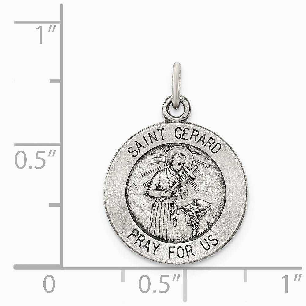 Sterling Silver Antiqued Saint Gerard Medal - Product Photo