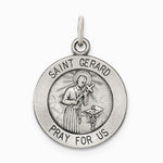 Sterling Silver Antiqued Saint Gerard Medal - Product Photo