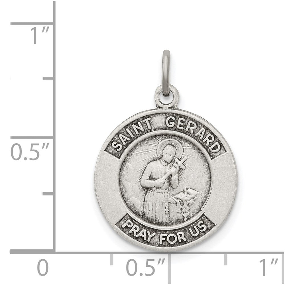 Sterling Silver Antiqued St. Gerard Medal Pendant - Product Photo