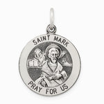 Sterling Silver Antiqued Saint Mark Medal - Product Photo