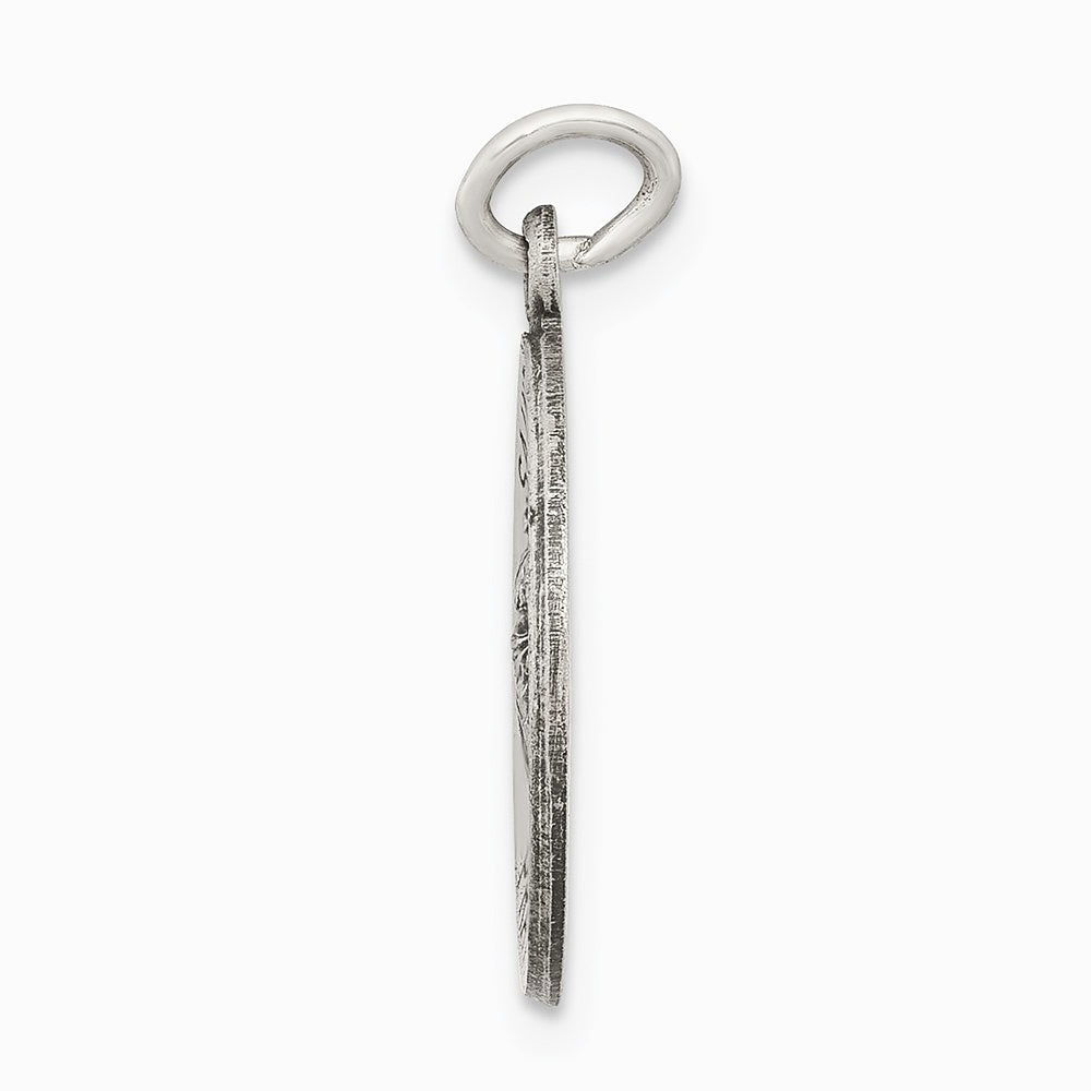 Sterling Silver Antiqued Saint Martha Medal - Product Photo