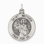 Sterling Silver Antiqued Saint Matthew Medal - Product Photo
