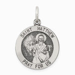 Sterling Silver Antiqued Saint Matthew Medal - Product Photo