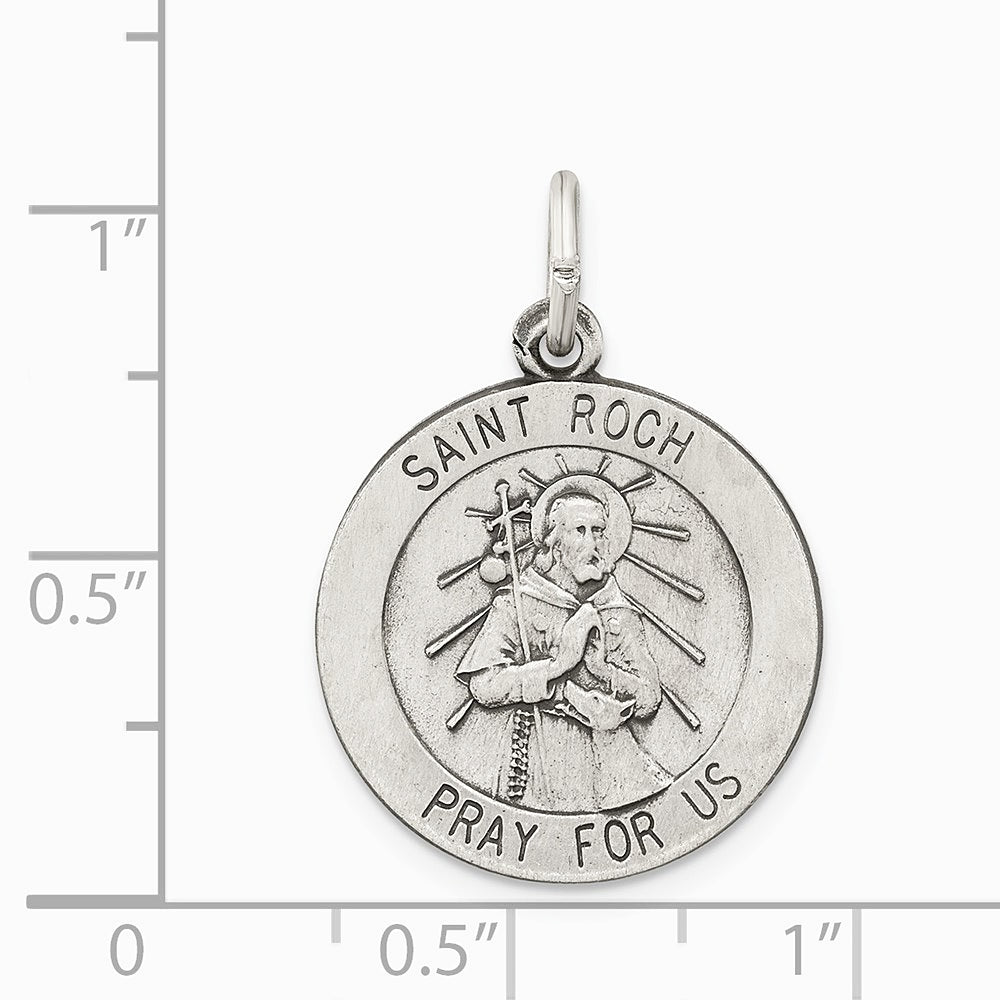 Sterling Silver Antiqued Saint Roch Medal - Product Photo