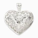 Sterling Silver Filigree Puffed Heart Pendant - Product Photo