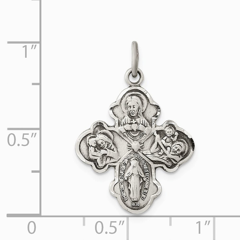 Sterling Silver Antiqued Reservible 4-way Medal - Product Photo