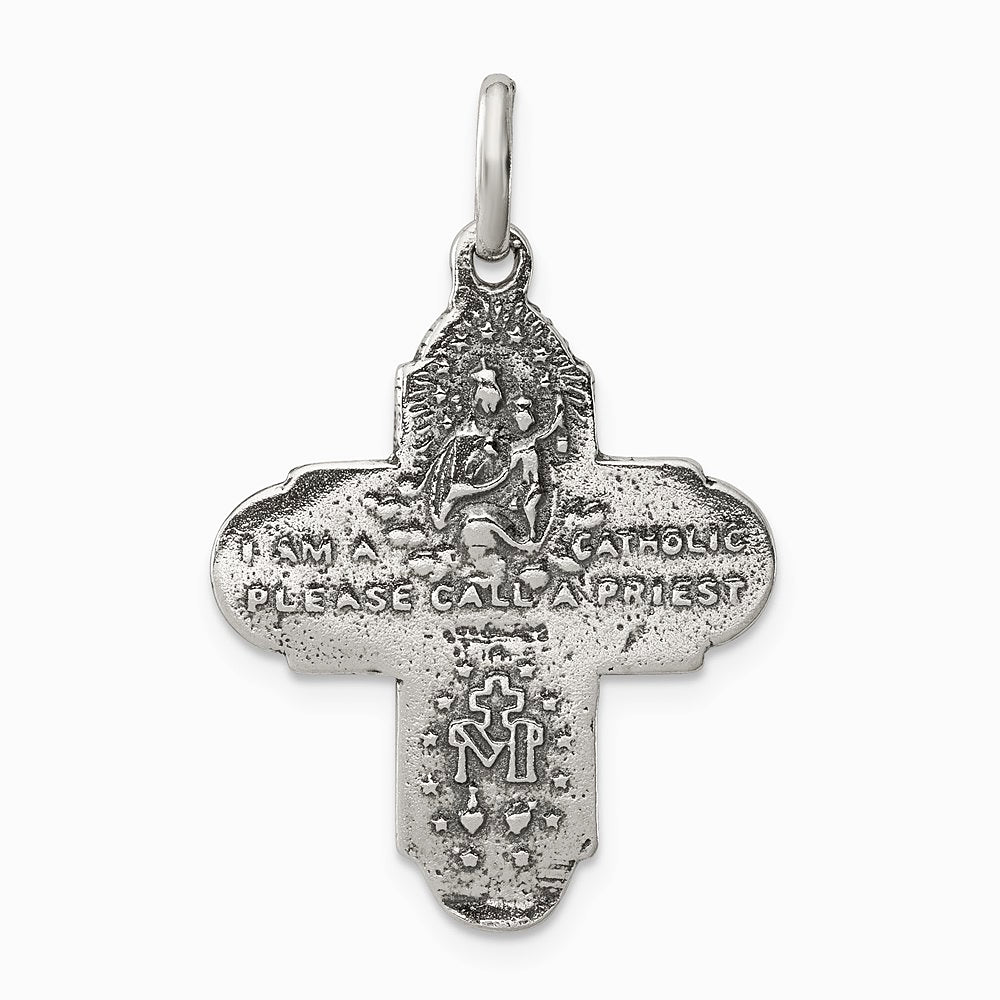 Sterling Silver Antiqued Reversible 4-way Medal - Product Photo