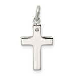 Sterling Silver Rhodium-plated Black Ink FAITH and CZ Antiqued Cross Charm - Product Photo