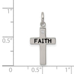 Sterling Silver Rhodium-plated Black Ink FAITH and CZ Antiqued Cross Charm - Product Photo