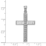 Sterling Silver Rhodium-plated Diamond Cut Cross Pendant - Product Photo