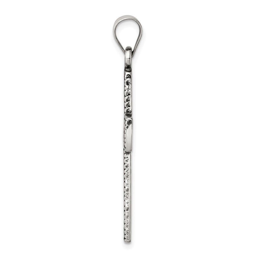 Sterling Silver Antiqued Scroll Cross Pendant - Product Photo