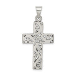 Sterling Silver Antiqued Scroll Cross Pendant - Product Photo