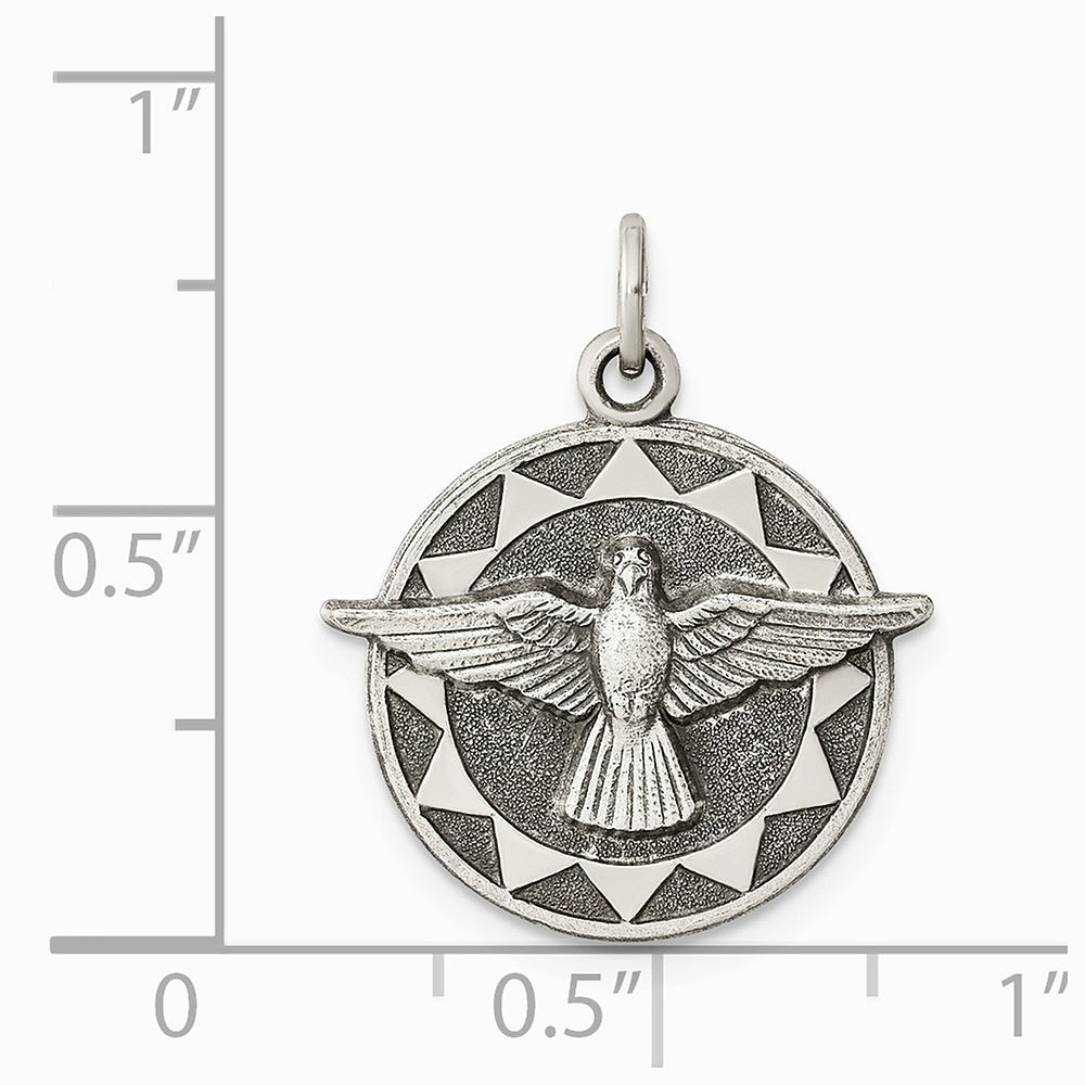 Sterling Silver Antiqued Holy Spirit Medal - Product Photo