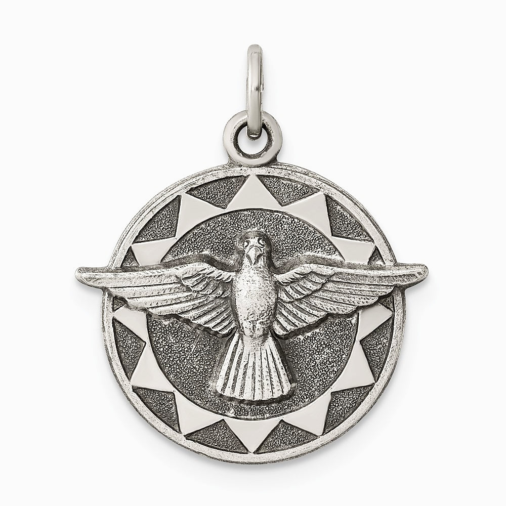 Sterling Silver Antiqued Holy Spirit Medal - Product Photo