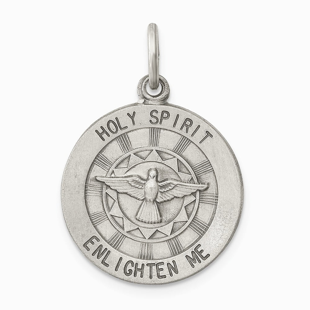 Sterling Silver Antiqued Holy Spirit Medal - Product Photo