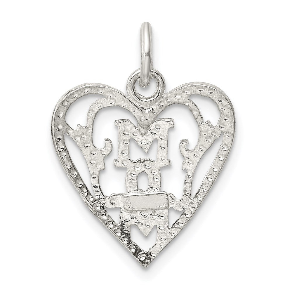 Sterling Silver Mom in Heart Pendant - Product Photo