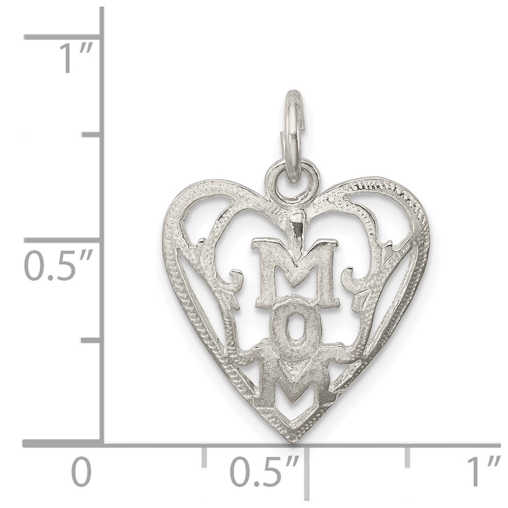 Sterling Silver Mom in Heart Pendant - Product Photo
