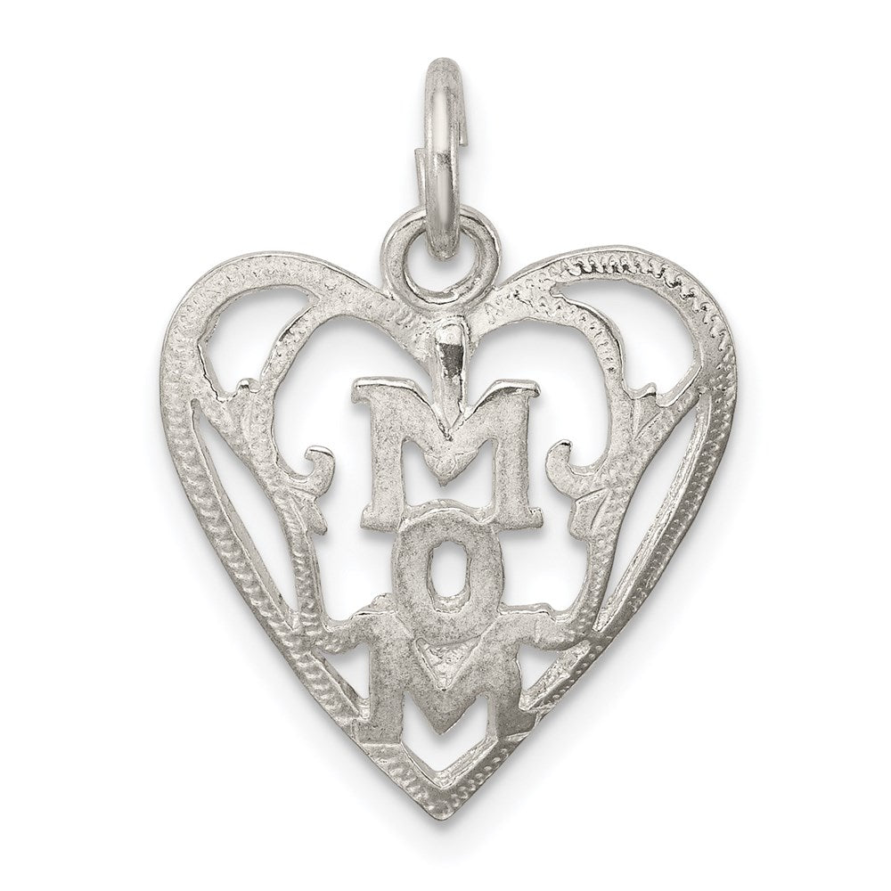 Sterling Silver Mom in Heart Pendant - Product Photo