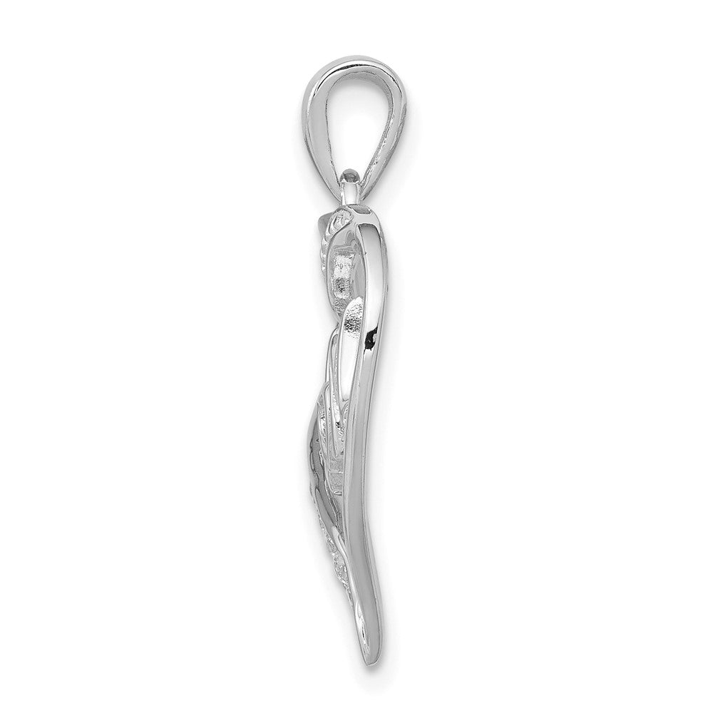 Sterling Silver Rhodium-plated MOM CZ Heart Pendant - Product Photo