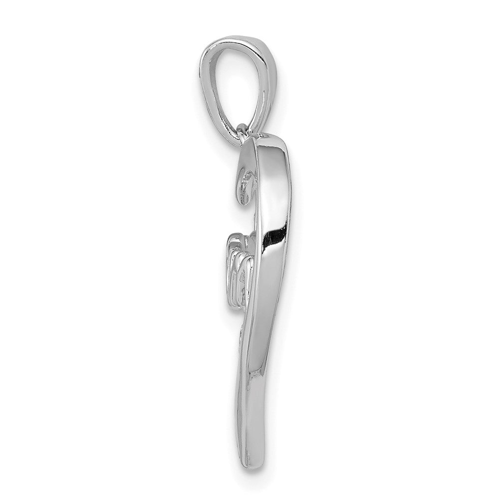 Sterling Silver Rhodium-plated MOM CZ Heart Pendant - Product Photo