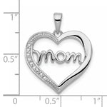 Sterling Silver Rhodium-plated MOM CZ Heart Pendant - Product Photo