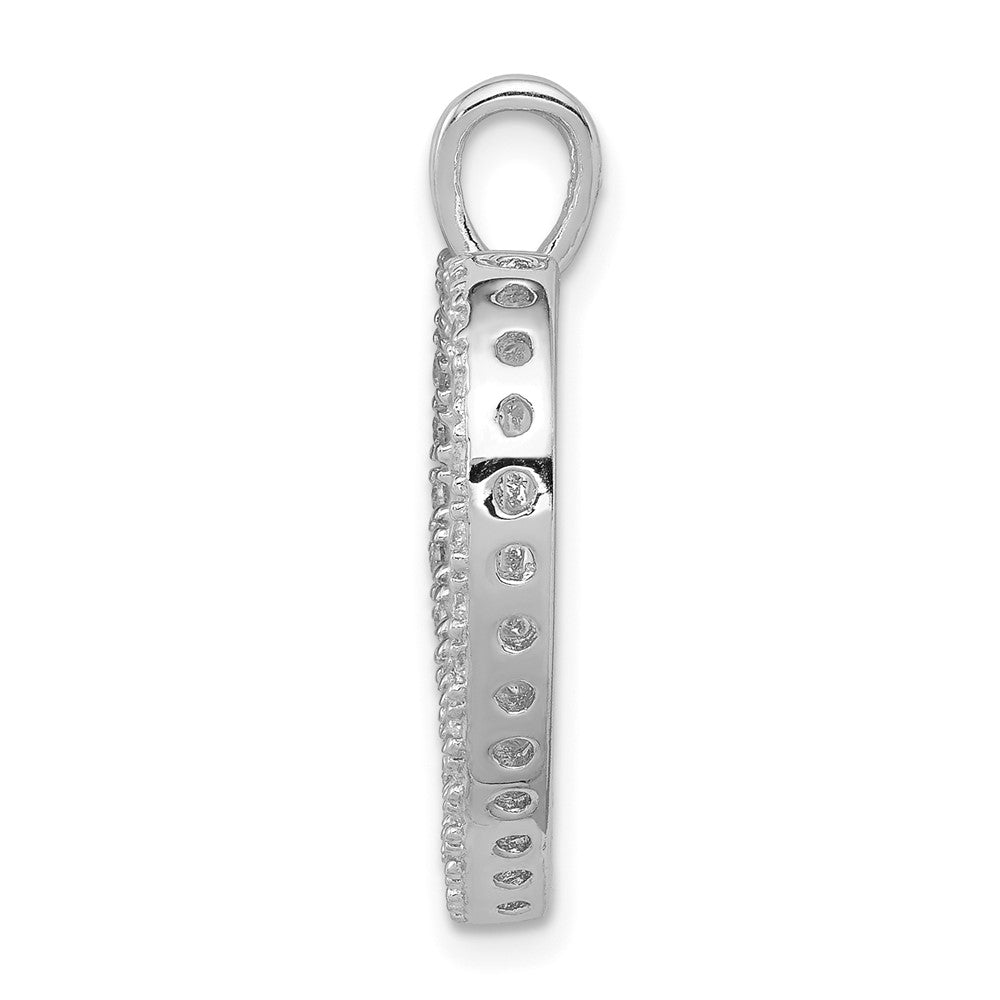 Sterling Silver Rhodium-plated CZ Open Heart MOM Pendant - Product Photo