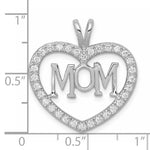 Sterling Silver Rhodium-plated CZ Open Heart MOM Pendant - Product Photo