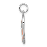 Sterling Silver Rhodium-platedEnamel Ribbon Charm - Product Photo